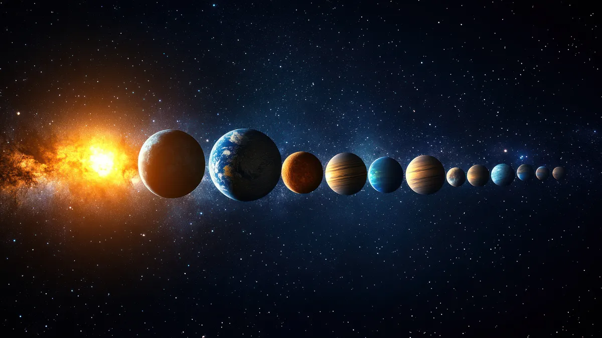 should i quit my job: planets aligned in dark sky illustration